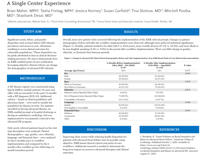 Use of EMR-Based Clinical Workflows Improves Access and Equity for Patients with Advanced Heart Failure 2013 A Single Center Experience