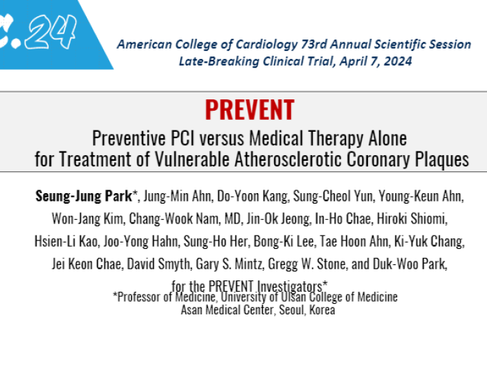 PREVENT: Preventive PCI versus Medical Therapy Alone for Treatment of Vulnerable Atherosclerotic Coronary Plaques 