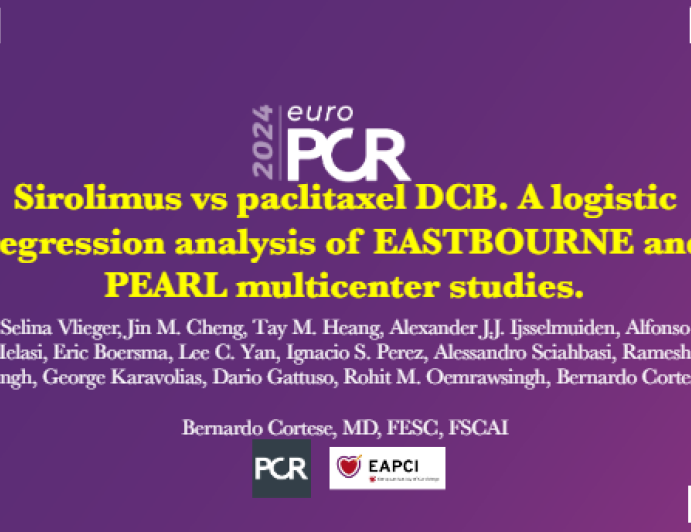 Sirolimus vs paclitaxel DCB. A logistic regression analysis of EASTBOURNE and PEARL multicentre study