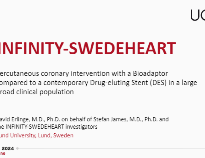 INFINITY-SWEDEHEART: Percutaneous coronary intervention with a Bioadaptor compared to a contemporary Drug-eluting Stent (DES) in a large broad clinical population