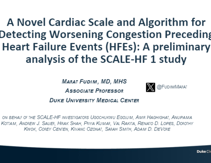 A Novel Cardiac Scale and Algorithm for Detecting Worsening Congestion Preceding Heart Failure Events (HFEs): A Preliminary Analysis of the SCALE-HF 1 Study