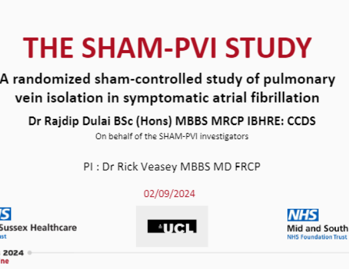 The SHAM-PVI Study: A randomized sham-controlled study of pulmonary vein isolation in symptomatic atrial fibrillation