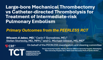 Large-bore Mechanical Thrombectomy vs Catheter-directed Thrombolysis for Treatment of Intermediate-Risk Pulmonary Embolism: Primary Outcomes From the PEERLESS Randomized Controlled Trial