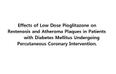 Effects of Low Dose Pioglitazone on Restenosis and Atheroma Plaques in Patients with Diabetes Mellitus Undergoing Percutaneous Coronary Intervention