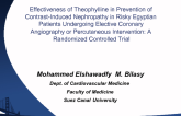 Effectiveness of Theophylline in Prevention of Contrast-Induced Nephropathy in Risky Egyptian Patients Undergoing Elective Coronary Angiography or Percutaneous Intervention: A...