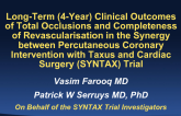 TCT-78. Long-Term (4-Year) Clinical Outcomes of Total Occlusions and Completeness of Revascularisation in the Synergy between Percutaneous Coronary Intervention with Taxus and...