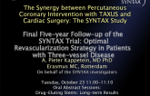 TCT-43. Final Five-year Follow-up of the SYNTAX Trial: Optimal Revascularization Strategy in Patients with Three-vessel Disease