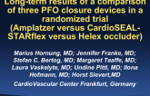 Long-term results of a comparison of three patent foramen ovale closure devices in a randomized trial (Amplatzer versus CardioSEAL-STARflex versus Helex occluder)