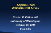 Aspirin Dead, Warfarin Still Alive