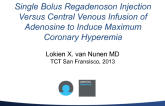 Single Bolus Regadenoson Injection Versus Central Venous Infusion Of Adenosine To Induce Maximum Coronary Hyperemia For Measurement Of FFR