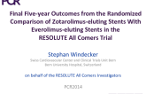 Final Five-year Outcomes from the Randomized Comparison of Zotarolimus-eluting Stents With Everolimus-eluting Stents in the RESOLUTE All Comers Trial