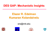 DES GAP: Mechanistic Insights