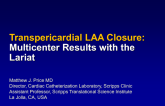 Transpericardial LAA Closure: Multicenter Results with the LARIAT