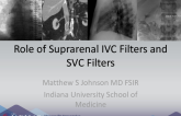 Role of Supra Renal IVC Filters and SVC Filters