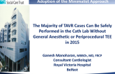 The Majority of TAVR Cases Can Be Safely Performed in the Cath Lab Without General Anesthetic or Periprocedural TEE in 2015