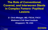 The Role of Conventional, Covered, and Interwoven Stents in Complex Femero- Popliteal Lesions