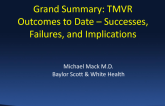 Grand Summary: TMVR Outcomes to Date – Successes, Failures, and Implications