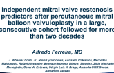 TCT 44: Independent Mitral Valve Restenosis Predictors After Percutaneous Mitral Balloon Valvuloplasty in a Large, Consecutive Cohort Followed for More Than Two Decades