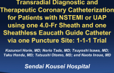 TCT 80: Transradial Diagnostic and Therapeutic Coronary Catheterization for Patients With NSTEMI or UAP Using One 4.0-Fr Sheath and One Sheathless Eaucathe Guide Catheter via One Puncture Site: 1-1-1 Trial