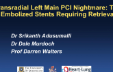 TCT 1112: Transradial Left Main PCI Nightmare: Two Embolized Stents Requiring Retrieval