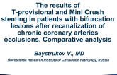 TCT 320: The Results of T-Provisional and Mini Crush Stenting in Patients with Bifurcation Lesions After Recanalization of Chronic coronary Arteries Occlusions. Comparative Analysis