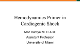 Hemodynamics Primer in Cardiogenic Shock