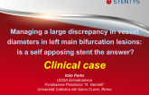 Managing a large discrepancy in vessel diameters in left main bifurcation lesions:  is a self apposing stent the answer?
