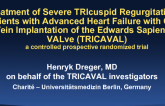 TCT-73: Treatment of Severe TRIcuspid Regurgitation in Patients with Advanced Heart Failure with CAval Vein Implantation of the Edwards Sapien XT VALve (TRICAVAL): a controlled prospective randomized trial