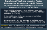 Continued vs Interrupted Oral Anticoagulation During Transfemoral TAVR and Impact of Postop Anticoagulant Management in A-fib Patients