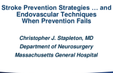 Stroke Prevention Strategies...and Endovascular Techniques When Prevention Fails