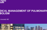 Medical Management Of Pulmonary Embolism