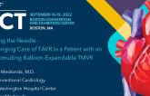 TCT 642: Threading the Needle - A Challenging Case of TAVR in a Patient with an LVOT Protruding Balloon-Expandable TMVR