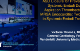 TCT 813: ASD Closure for Prevention of Systemic Emboli During Aspiration Thrombectomy in MRSA Endocarditis: Two for One in Systemic Emboli Treatment 