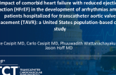 TCT 132: Impact of Comorbid Heart Failure With Reduced Ejection Fraction (HFrEF) in the Development of Arrhythmias Among Patients Hospitalized for Transcatheter Aortic Valve Replacement (TAVR)