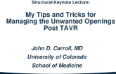 Structural Keynote Lecture: My Tips and Tricks for Managing the Unwanted Openings Post TAVR
