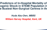 TCT 655: Predictors of In-Hospital Mortality of Cardiogenic Shock in STEMI Population – Results from One of the Busiest Non-Surgical Heart Attack Centers in the UK.