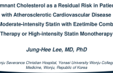 TCT 249: Remnant Cholesterol as a Residual Risk in Patients with Atherosclerotic Cardiovascular Disease under Moderate-intensity Statin with Ezetimibe Combination Therapy or High-intensity Statin Monotherapy