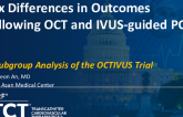 TCT 527: Sex Differences in Outcomes Following Optical Coherence Tomography and Intravascular Ultrasound-Guided PCI: A Subgroup Analysis of the OCTIVUS Trial