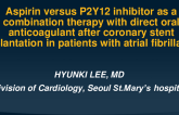 TCT 657: Aspirin versus P2Y12 inhibitor as a combination therapy with direct oral anticoagulant after coronary stent implantation in patients with atrial fibrillation (AF).