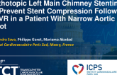 TCT 1238: Orthotopic Left Main Chimney Stenting to Prevent Stent Compression Following Transcatheter Aortic Valve Replacement in a Patient With a Narrow Aortic Root