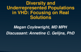 Diversity and Under Represented Populations in VHD: Focusing on Real Solutions